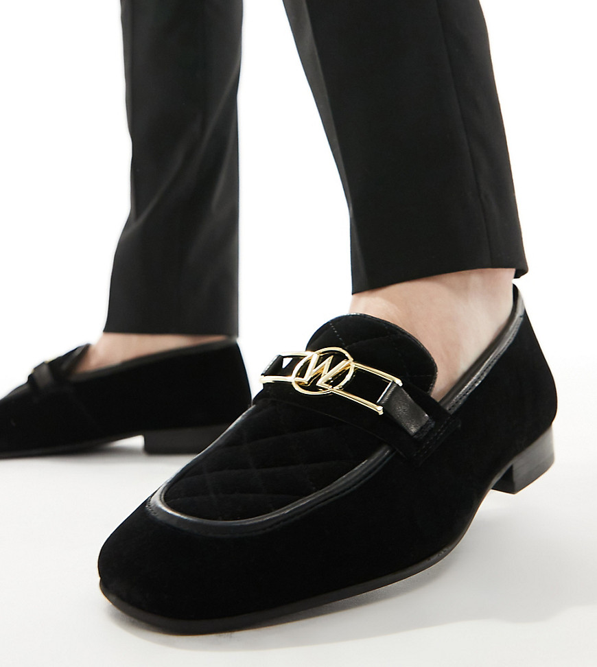 Walk London Woody Quilted Loafers In Black Velvet
