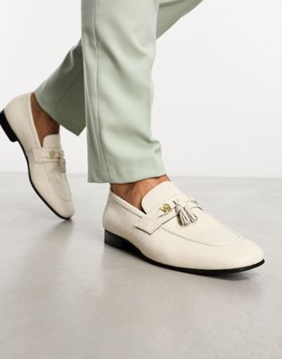 Walk London Woody tassel loafers in beige leather
