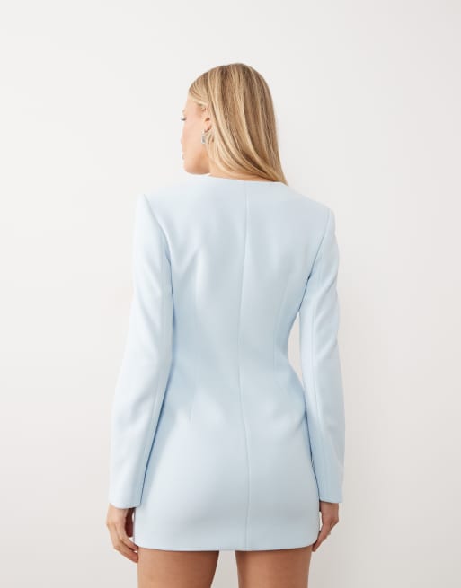 Wander Doll - Exclusive - Pippa - Premium - Elegante mini jurk met schoudervullingen en structuur in babyblauw, 3 van 4