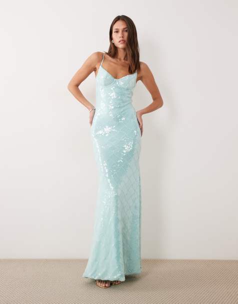 Wander Doll - Rhea - Maxi cami-jurk met lovertjes en cups in turquoise - view 1