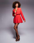 [Wanderdoll] Wander Doll Taylor tailored cropped blazer in red (part of a set) XS RED