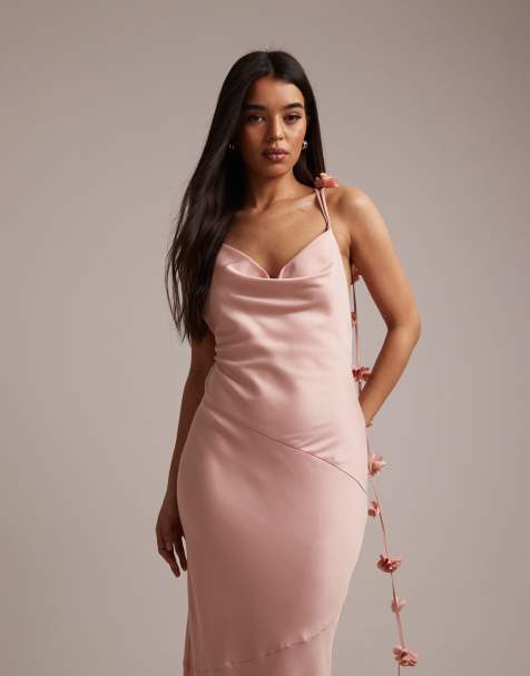 strapless open back dress Pink Plaid Puff Sleeve Maternity Plus Maxi Dress main image 0