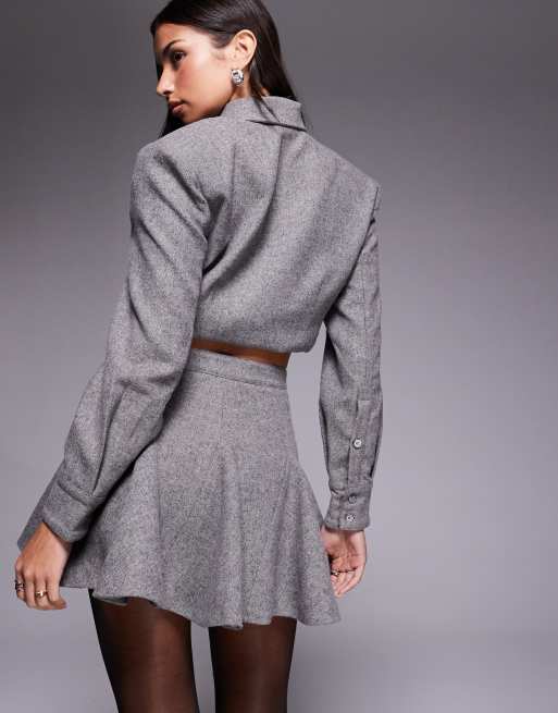 Wanderdoll Blair tailored pleated mini skirt in gray - part of a set, 4 of 5