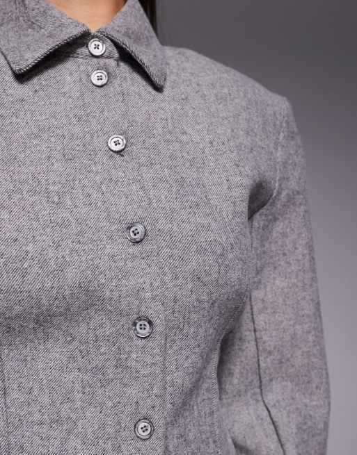 Wanderdoll - Blair - Veste d'ensemble boutonnée avec col structuré - Gris, 3 de 4