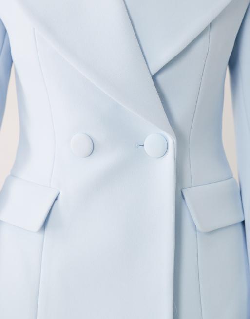 Wanderdoll Charlotte oversized lapel cinch waist blazer co-ord in baby blue, 2 of 4