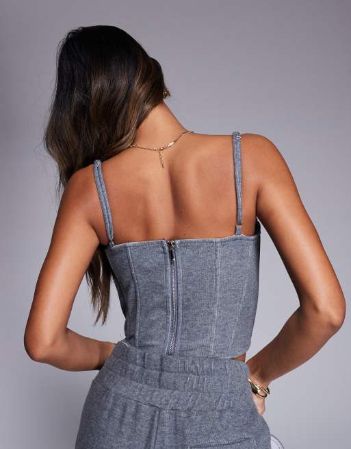 トップス THEREDTHREAD S burlesque corset gray THEREDTHREAD S burlesque corset gray