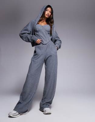 Constance wide leg sweatpants in charcoal - part of a set-Gray