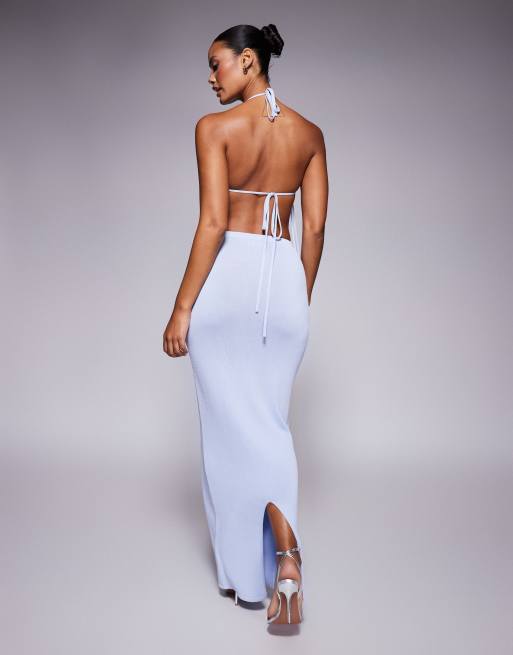 Wanderdoll Delilah knitted corsage detail maxi skirt in baby blue - part of a set