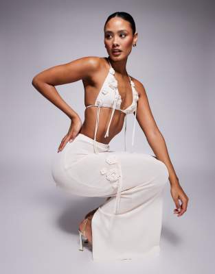 Wanderdoll Delilah Knitted Corsage Detail Maxi Skirt In White