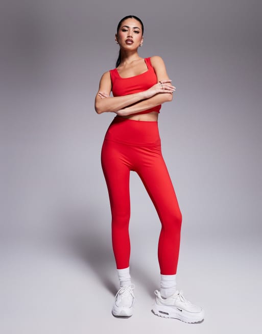 Wanderdoll - Elevated Everyday - Røde træningsleggings med høj talje - Del af sæt - Kun hos ASOS, 3 af 5
