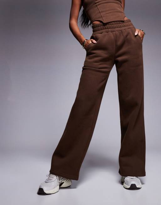 Wanderdoll Everyday exclusive fleeceback wide leg sweatpants in chocolate - part of a set , 3 of 5