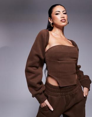 exclusive fleeceback shrug in chocolate - part of a set-Brown