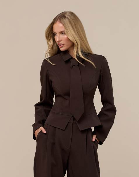 Wanderdoll exclusivo camisa Gabriella con cremallera y lazo desmontable de conjunto en chocolate - view 1