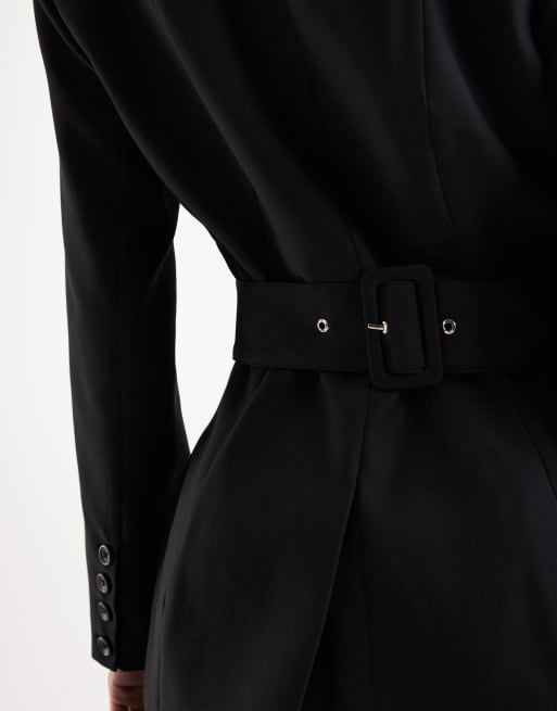 Wanderdoll - Farron - Skræddersyet sort longline-blazer med struktur og indsyet talje - Del af sæt, 3 af 4