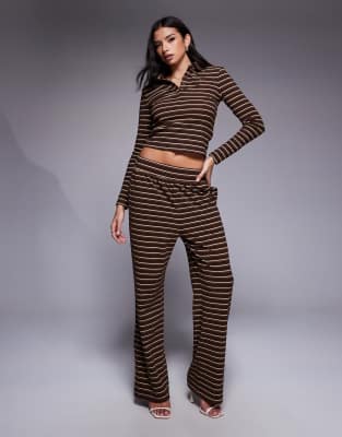 Wanderdoll Frankie Contrast Collar Long Sleeve Polo Top In Multi