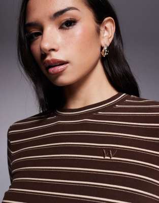 Wanderdoll Frankie Crew Neck Long Sleeve Top In Brown