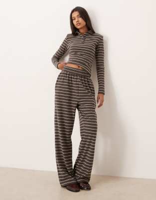 Wanderdoll - Frankie - Pantalon large d'ensemble à rayures en jersey épais de qualité supérieure - Gris-Multicolore
