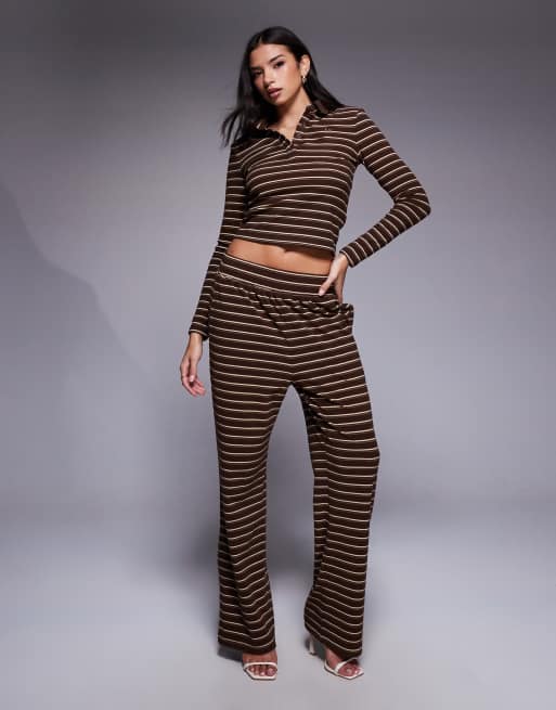Wanderdoll - Frankie - Polo d'ensemble à manches longues avec col et rayures en jersey épais de qualité supérieure - Marron, 2 de 4