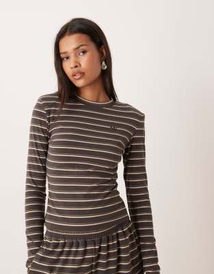 Wanderdoll Frankie Premium Heavyweight Jersey Crew Neck Long Sleeve Top In Multi