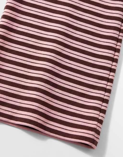 Wanderdoll Frankie premium jersey wide leg trousers co-ord in pink and chocolate stripe, 9 of 9