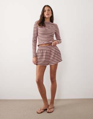 Frankie - Short d'ensemble en jersey de qualité supérieure - Rose/chocolat-Multicolore S