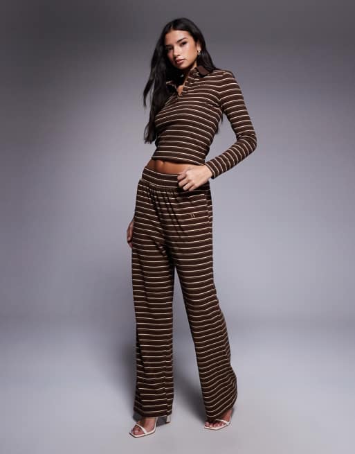 Wanderdoll Frankie wide pants in brown stripe (part of a set)