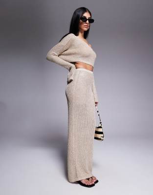 Wanderdoll - Gigi - Maxi-Strandrock aus Metallic-Strick in Gold, Kombiteil-Goldfarben