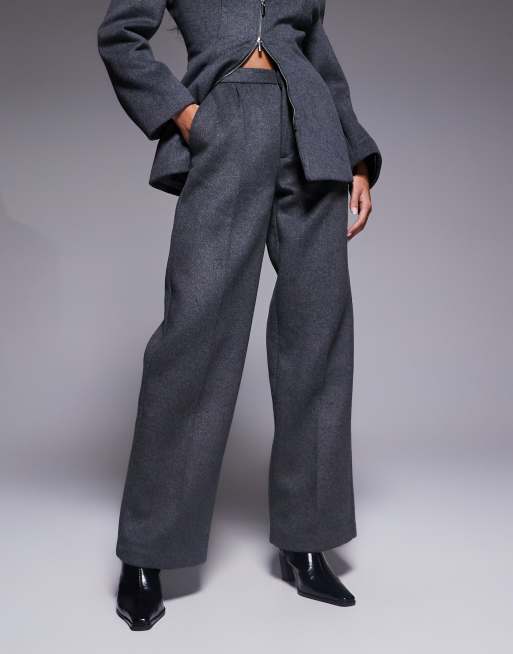 Wanderdoll - Hansa - Skræddersyede koksgrå bukser i uldblanding med vide ben - Del af sæt, 4 af 5