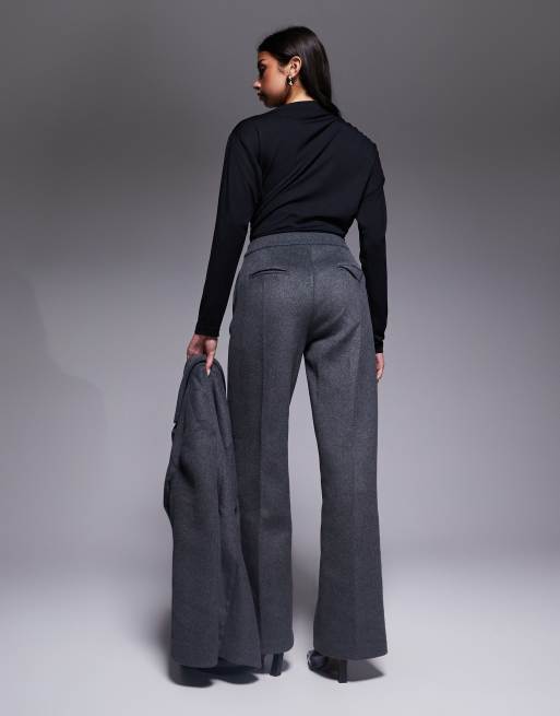 Wanderdoll Hansa wool blend tailored wide leg trouser co-ord in charcoal, 2 of 5