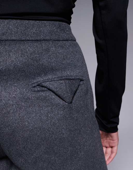 Wanderdoll Hansa wool blend tailored wide leg trouser co-ord in charcoal, 5 of 5