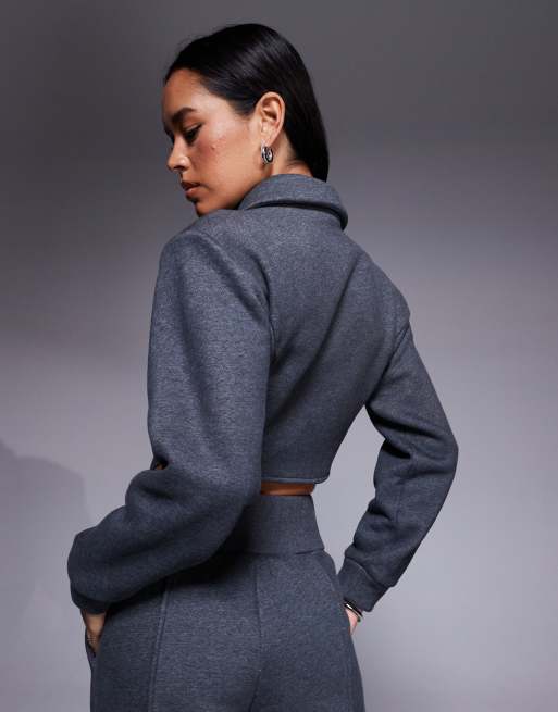 Wanderdoll Hattie tailored collared corset detail shirt in charcoal - part of a set