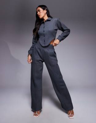 Wanderdoll Hattie Tailored Collared Corset Detail Shirt In Gray