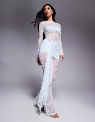 Jamie lace drape detail jumpsuit in light blue