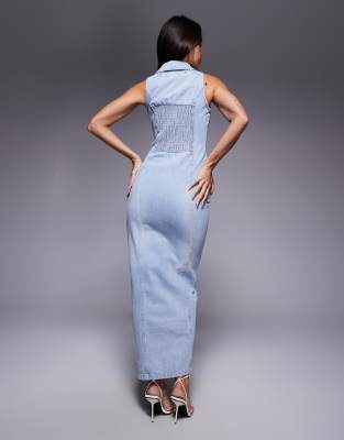 安心追跡【COAST】ホルタードロップウエストドレス Wanderdoll Kenny collar detail shirred back halter neck