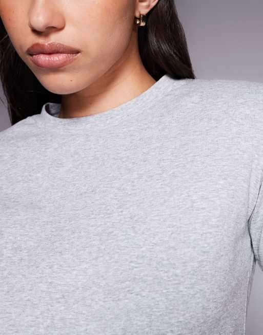 Wanderdoll - Knot So Basic - T-shirt grigia in misto cotone con nodo sul davanti e spalle imbottite, 3 di 4