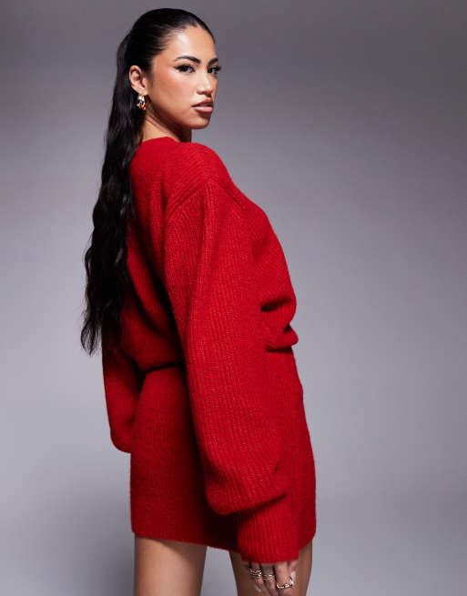 Wanderdoll Larosa knitted shoulder pad jumper in red (part of a set) , 4 of 4