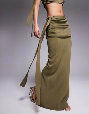 Wanderdoll Lois Fine Knit Drape Detail Maxi Skirt
