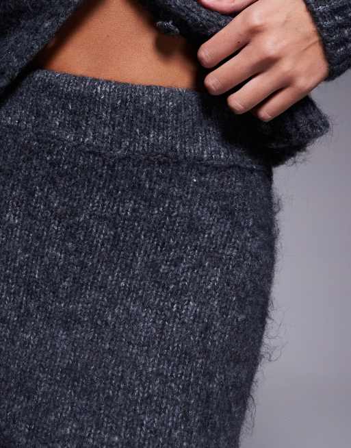 Wanderdoll Misty contains wool sparkly knitted mini skirt in charcoal (part of a set), 5 of 5