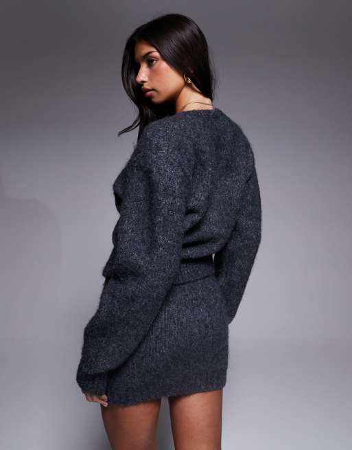 Wanderdoll - Misty - Gilet d'ensemble boutonné scintillant en laine mélangée - Anthracite, 4 de 4