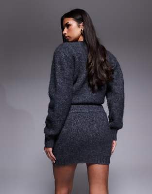 Wanderdoll Misty Sparkly Knit Mini Skirt In Gray