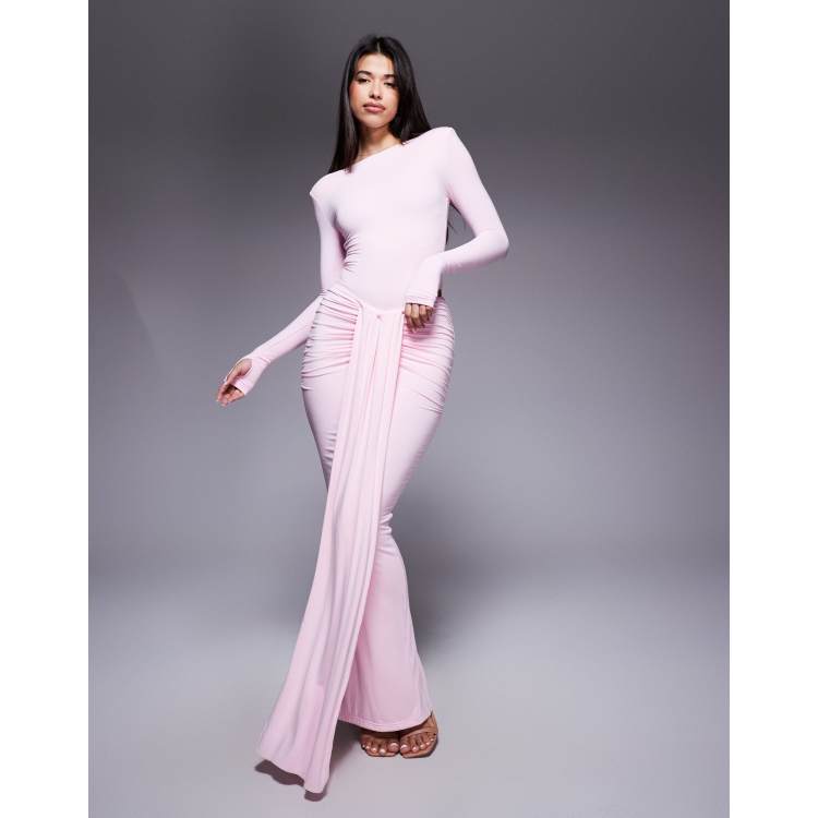 Wanderdoll Nara drape front maxi skirt and second skin slash