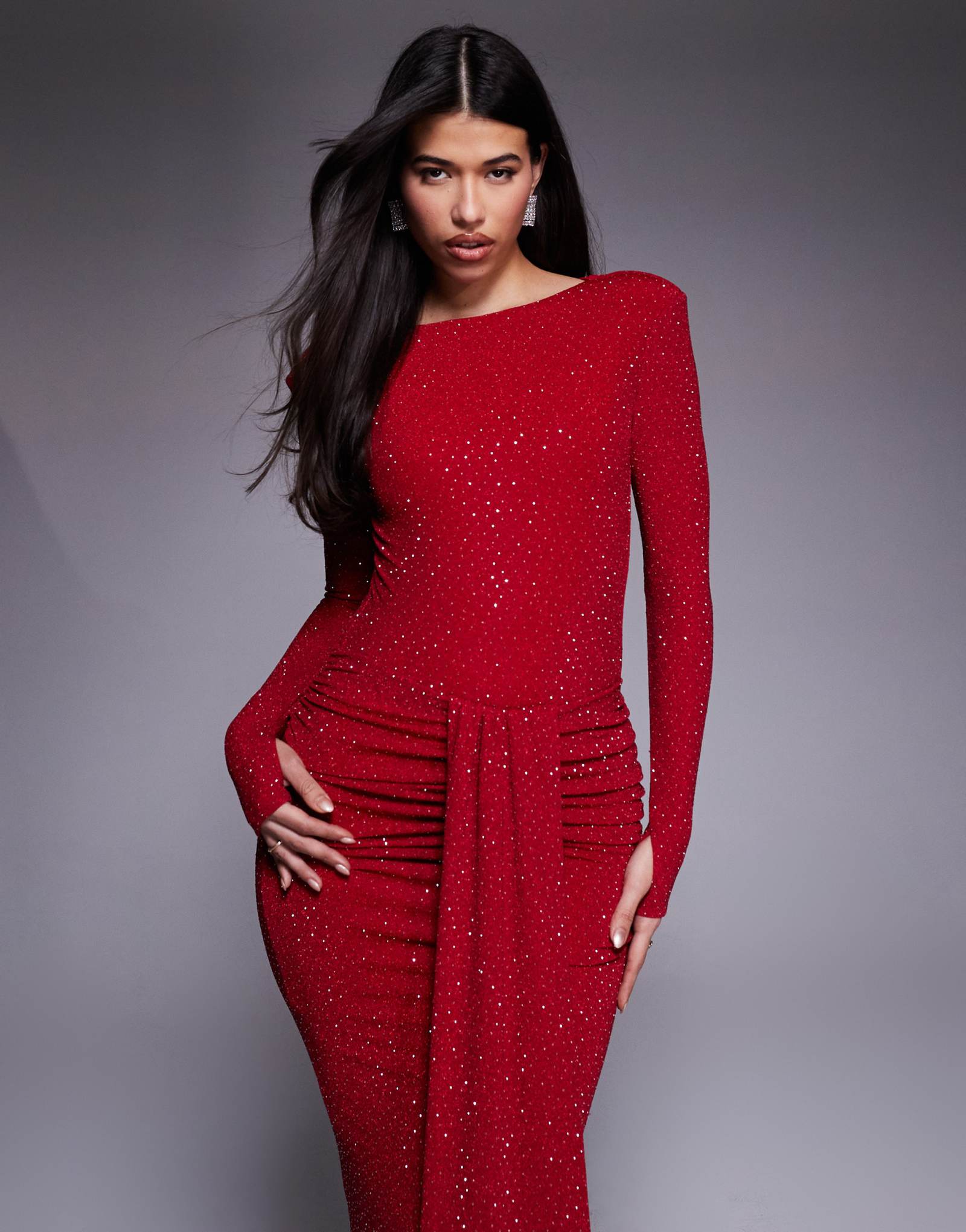 Боди Wanderdoll Nara со скульптурным вырезом лодочкой красного цвета - часть комплекта