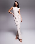 [Wanderdoll] Wanderdoll Nara second skin drape front maxi skirt in cream (Part of a set)-Neutral XS CREAM