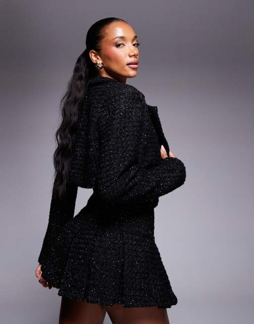Wanderdoll Noel boucle cropped blazer in black - part of a set, 4 of 4