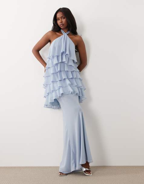 Wanderdoll – Primrose – Drapierter Maxirock aus transparentem Chiffon in Puderblau, Kombiteil - view 1