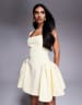Wanderdoll Sabrina tailored square neck side pleat mini