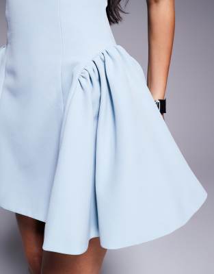 WANDERDOLL SABRINA TAILORED SQUARE NECK STRUCTURED PLEAT MINI DRESS 