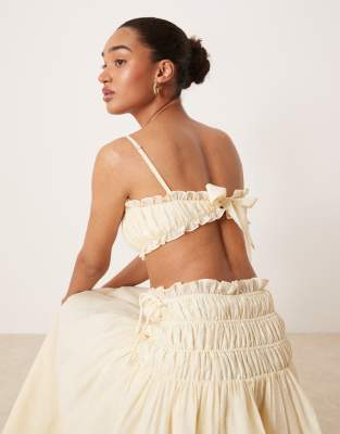 Wanderdoll Soulie Linen Look Ruched Tie Back Bralette Top