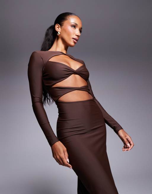 Wanderdoll Stassie exclusive cut out bodycon maxi dress in