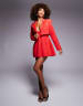 Wanderdoll Taylor tailored halterneck sculpted mini dress in red 